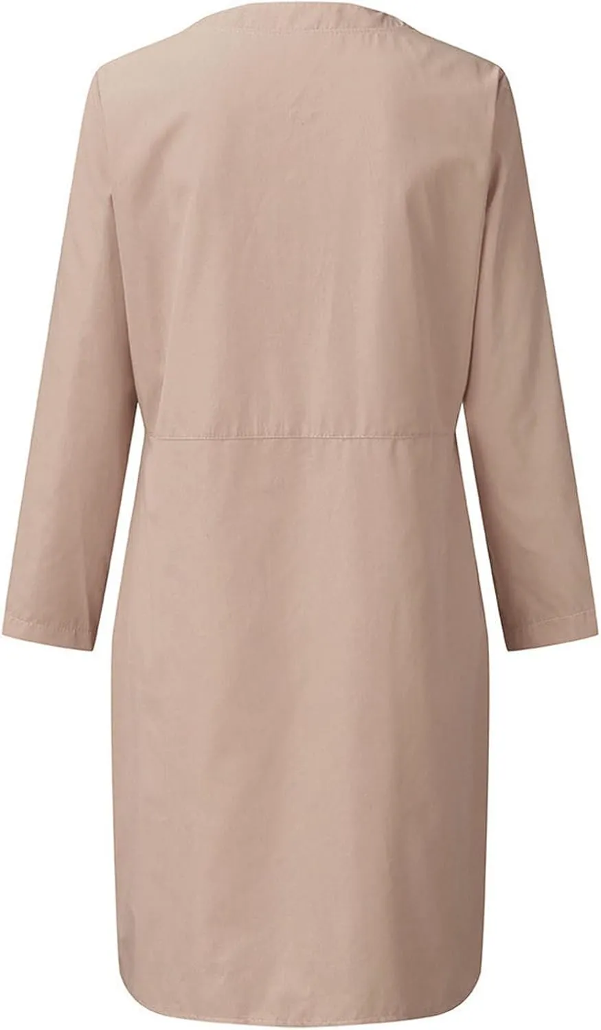 Summer Dresses for Women 2025 Button Casual Long Sleeve Cotton Linen Sundress Elegant Formal Work Dress with Pockets