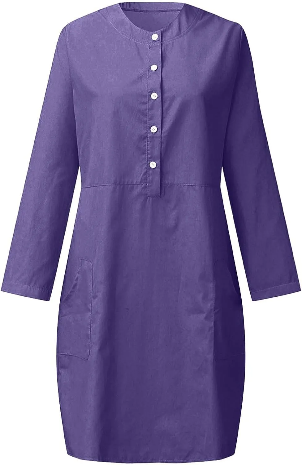 Summer Dresses for Women 2025 Button Casual Long Sleeve Cotton Linen Sundress Elegant Formal Work Dress with Pockets
