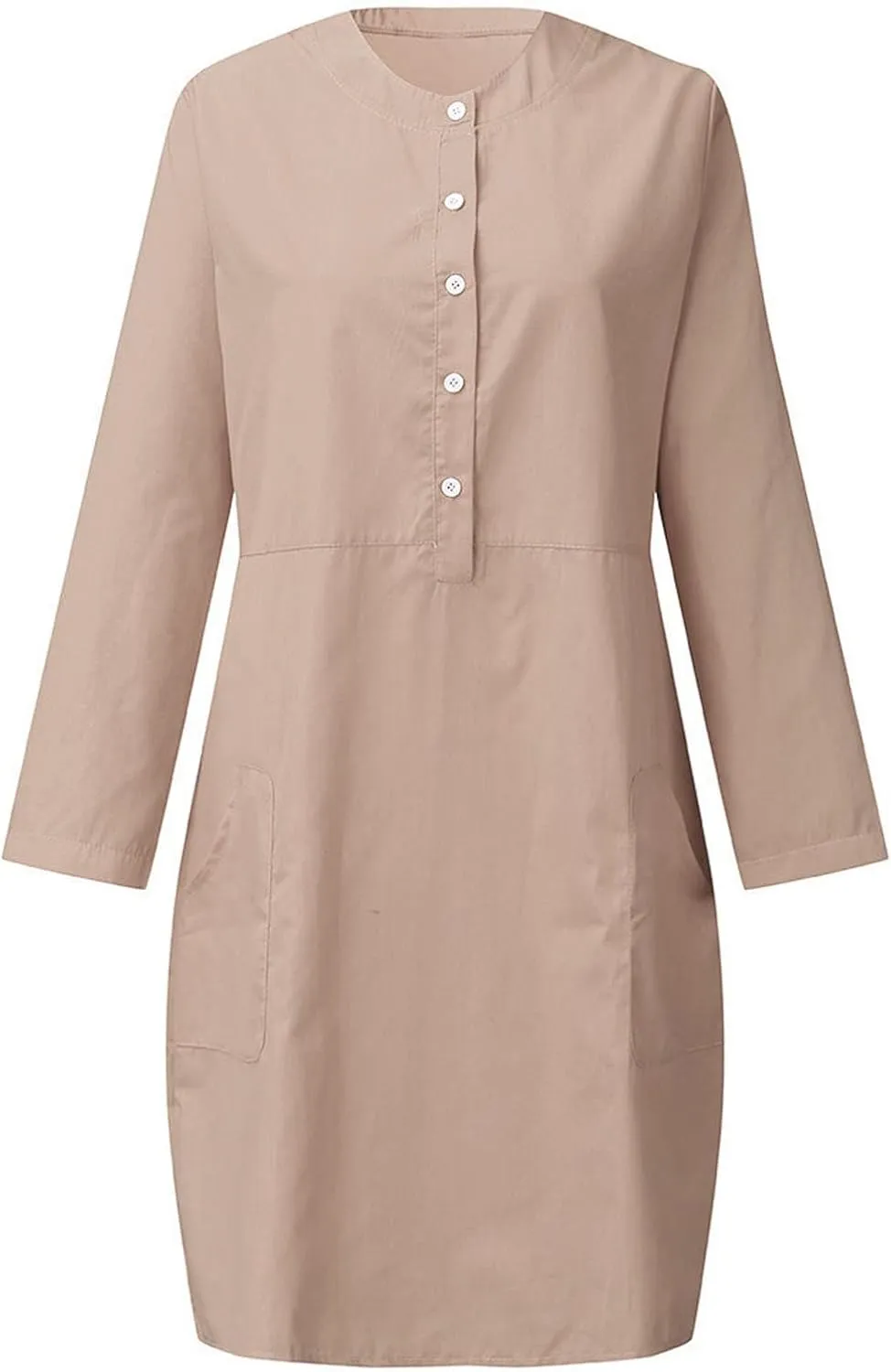 Summer Dresses for Women 2025 Button Casual Long Sleeve Cotton Linen Sundress Elegant Formal Work Dress with Pockets