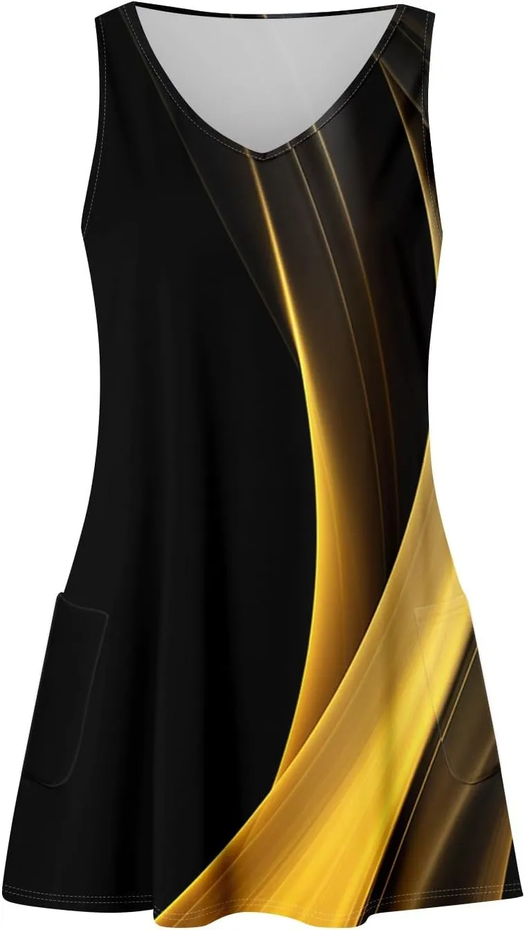 Summer Dresses for Women 2025 Trendy V Neck Print Sundress Elegant Beach Sleeveless Dresses Casual Vacation Dress
