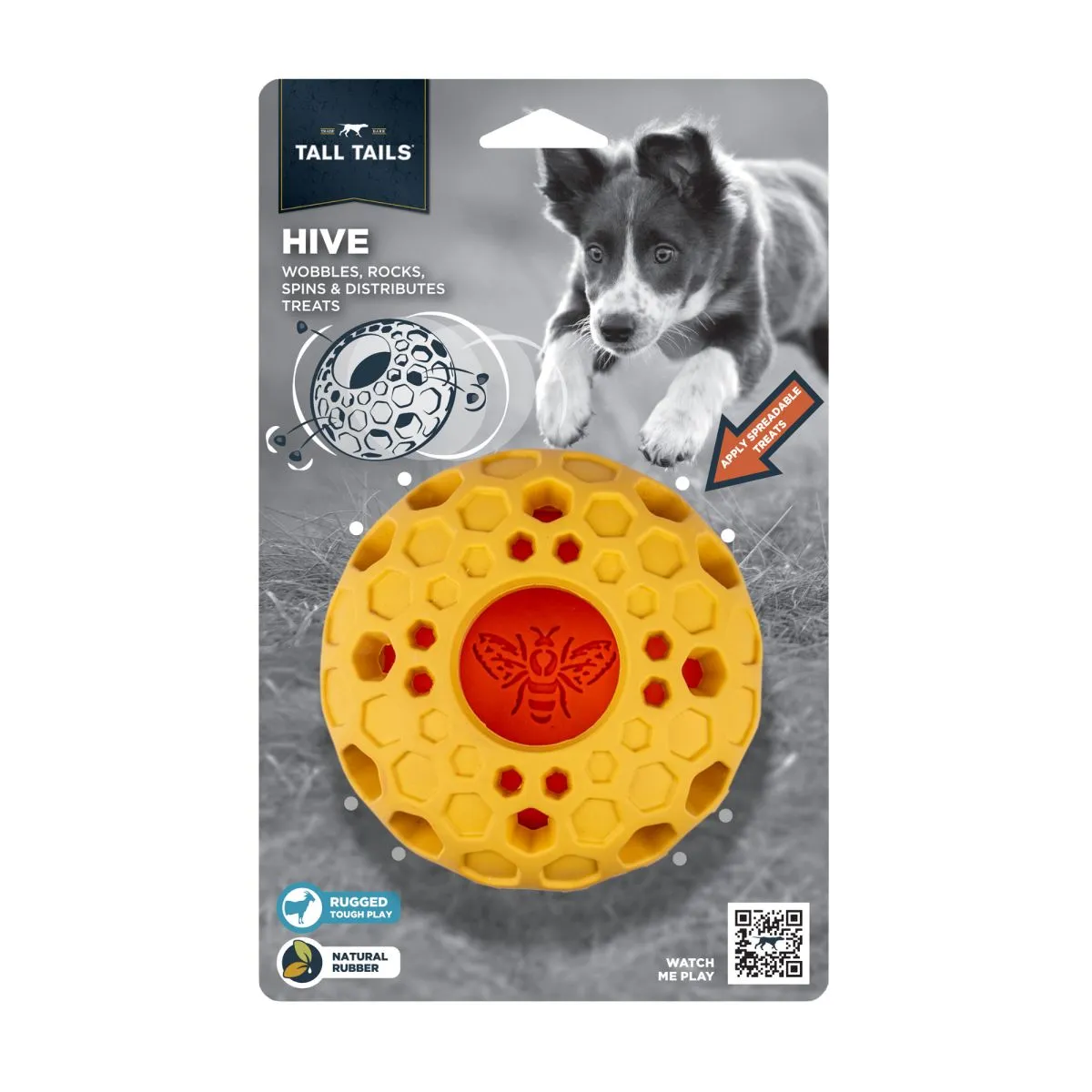 Tall Tails Dog Toy Natural Rubber Bee Hive