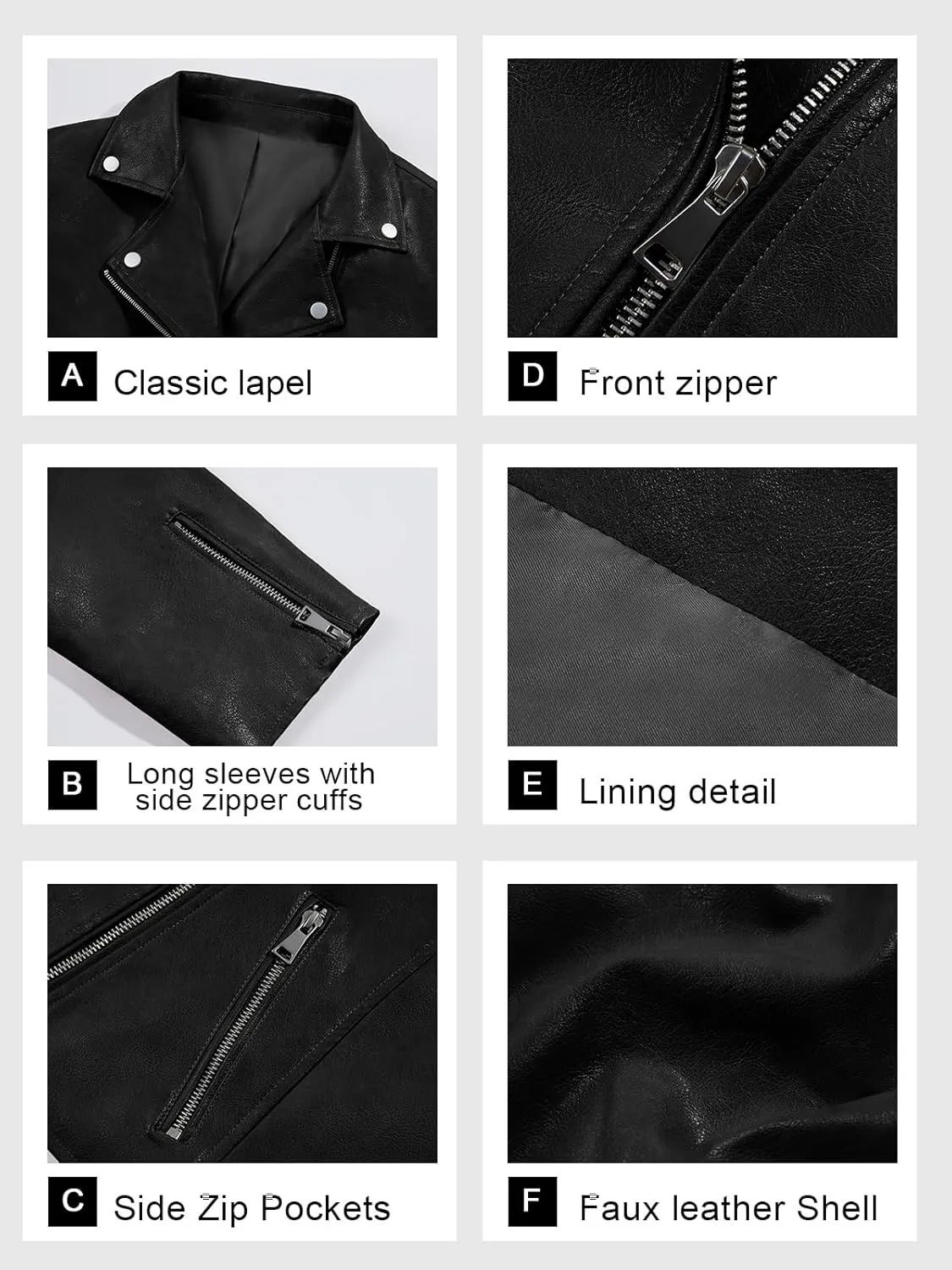 Tankaneo Womens Faux Leather Jackets Cropped Bomber Trendy Zip Up Motorcycle Biker Coat