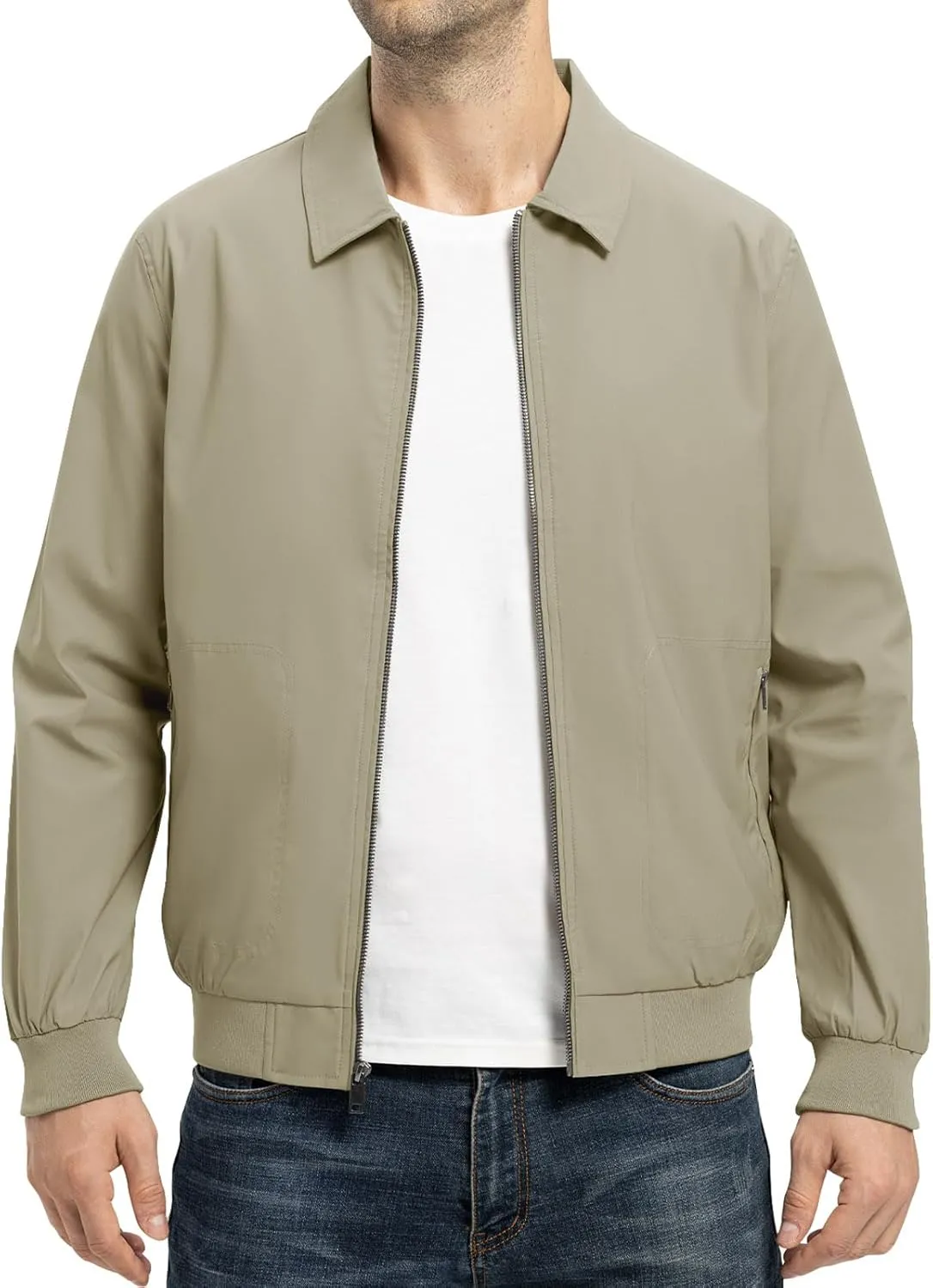 TBMPOY Mens Lightweight Jackets Casual Stylish Windbreakers for Men Light Track Jacket Laydown Collar Fall Golf Coats