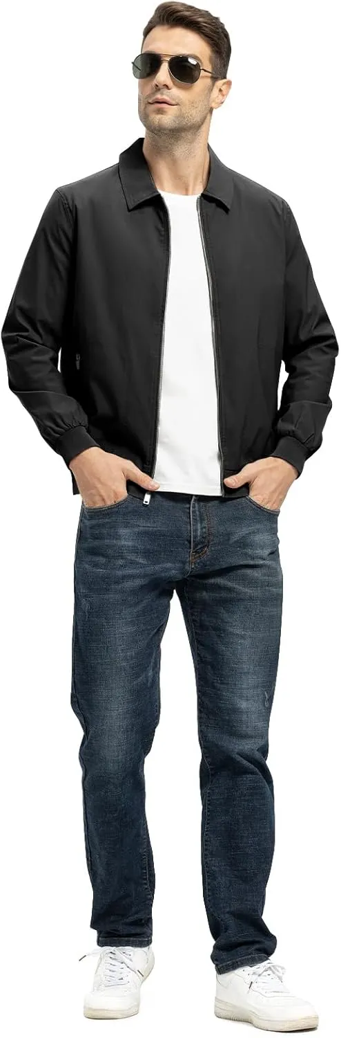 TBMPOY Mens Lightweight Jackets Casual Stylish Windbreakers for Men Light Track Jacket Laydown Collar Fall Golf Coats