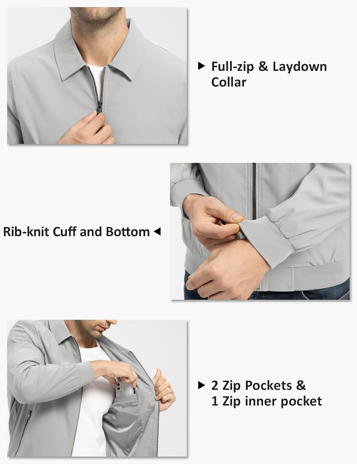 TBMPOY Mens Lightweight Jackets Casual Stylish Windbreakers for Men Light Track Jacket Laydown Collar Fall Golf Coats