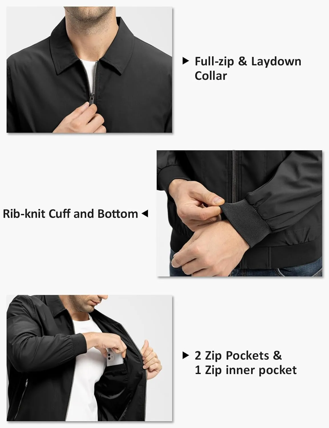 TBMPOY Mens Lightweight Jackets Casual Stylish Windbreakers for Men Light Track Jacket Laydown Collar Fall Golf Coats