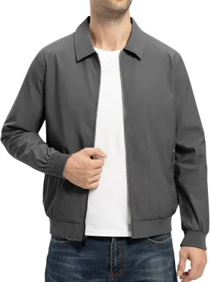 TBMPOY Mens Lightweight Jackets Casual Stylish Windbreakers for Men Light Track Jacket Laydown Collar Fall Golf Coats