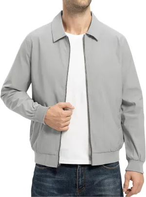 TBMPOY Mens Lightweight Jackets Casual Stylish Windbreakers for Men Light Track Jacket Laydown Collar Fall Golf Coats