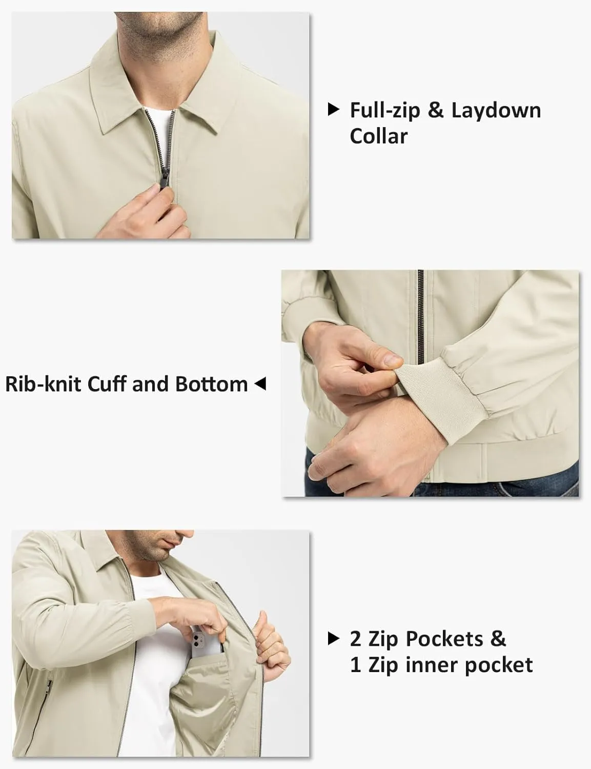 TBMPOY Mens Lightweight Jackets Casual Stylish Windbreakers for Men Light Track Jacket Laydown Collar Fall Golf Coats