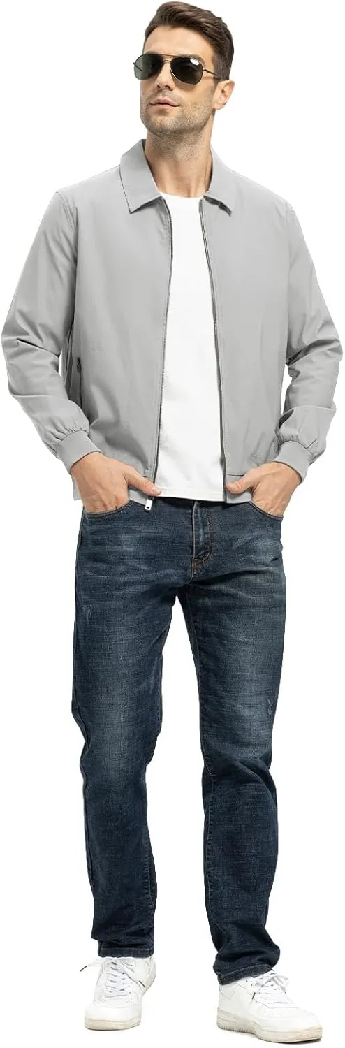 TBMPOY Mens Lightweight Jackets Casual Stylish Windbreakers for Men Light Track Jacket Laydown Collar Fall Golf Coats
