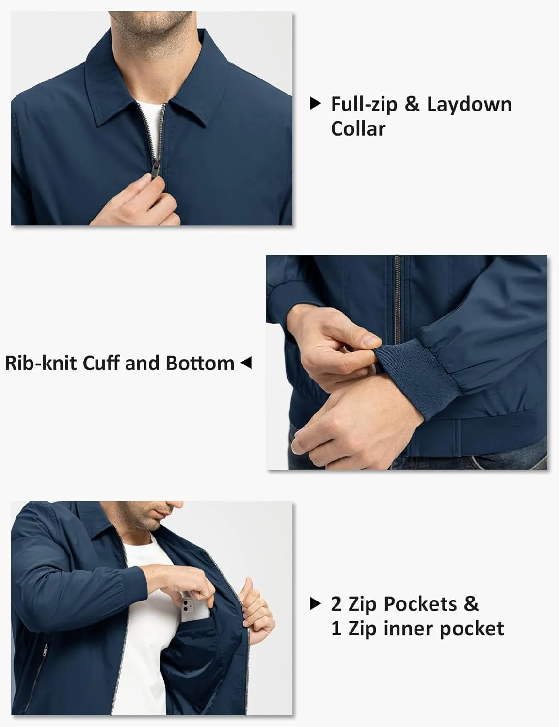 TBMPOY Mens Lightweight Jackets Casual Stylish Windbreakers for Men Light Track Jacket Laydown Collar Fall Golf Coats