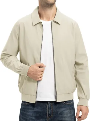 TBMPOY Mens Lightweight Jackets Casual Stylish Windbreakers for Men Light Track Jacket Laydown Collar Fall Golf Coats