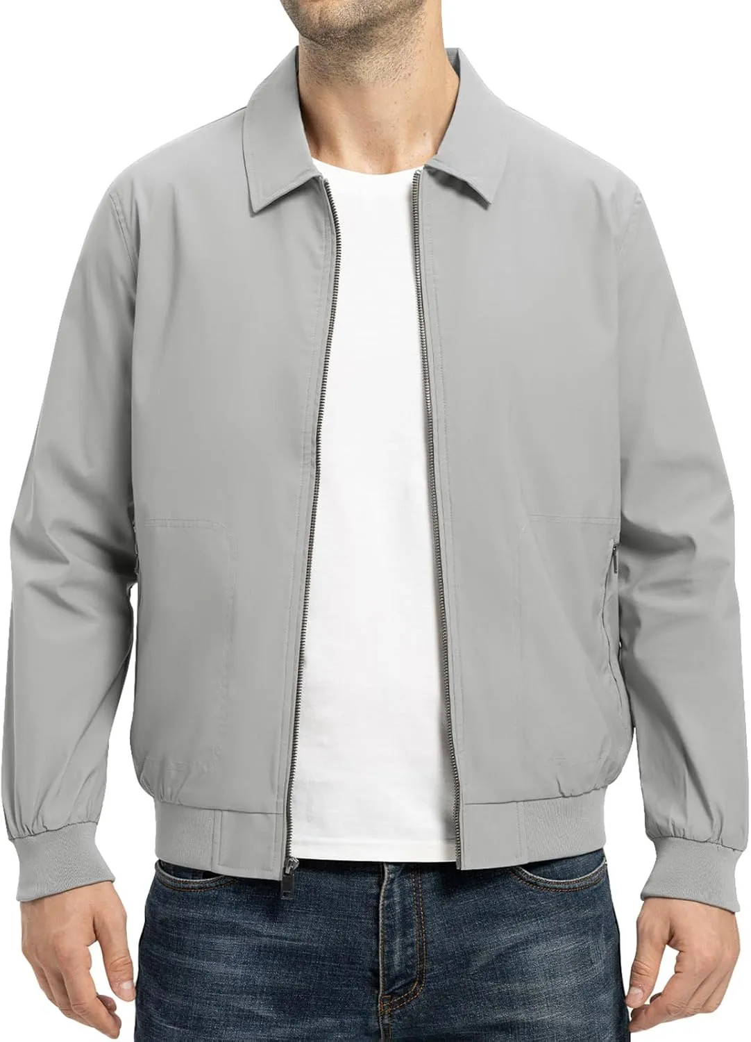 TBMPOY Mens Lightweight Jackets Casual Stylish Windbreakers for Men Light Track Jacket Laydown Collar Fall Golf Coats