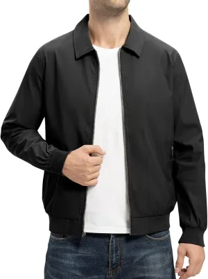 TBMPOY Mens Lightweight Jackets Casual Stylish Windbreakers for Men Light Track Jacket Laydown Collar Fall Golf Coats