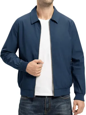 TBMPOY Mens Lightweight Jackets Casual Stylish Windbreakers for Men Light Track Jacket Laydown Collar Fall Golf Coats