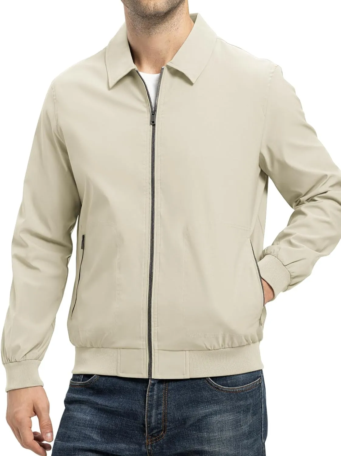 TBMPOY Mens Lightweight Jackets Casual Stylish Windbreakers for Men Light Track Jacket Laydown Collar Fall Golf Coats