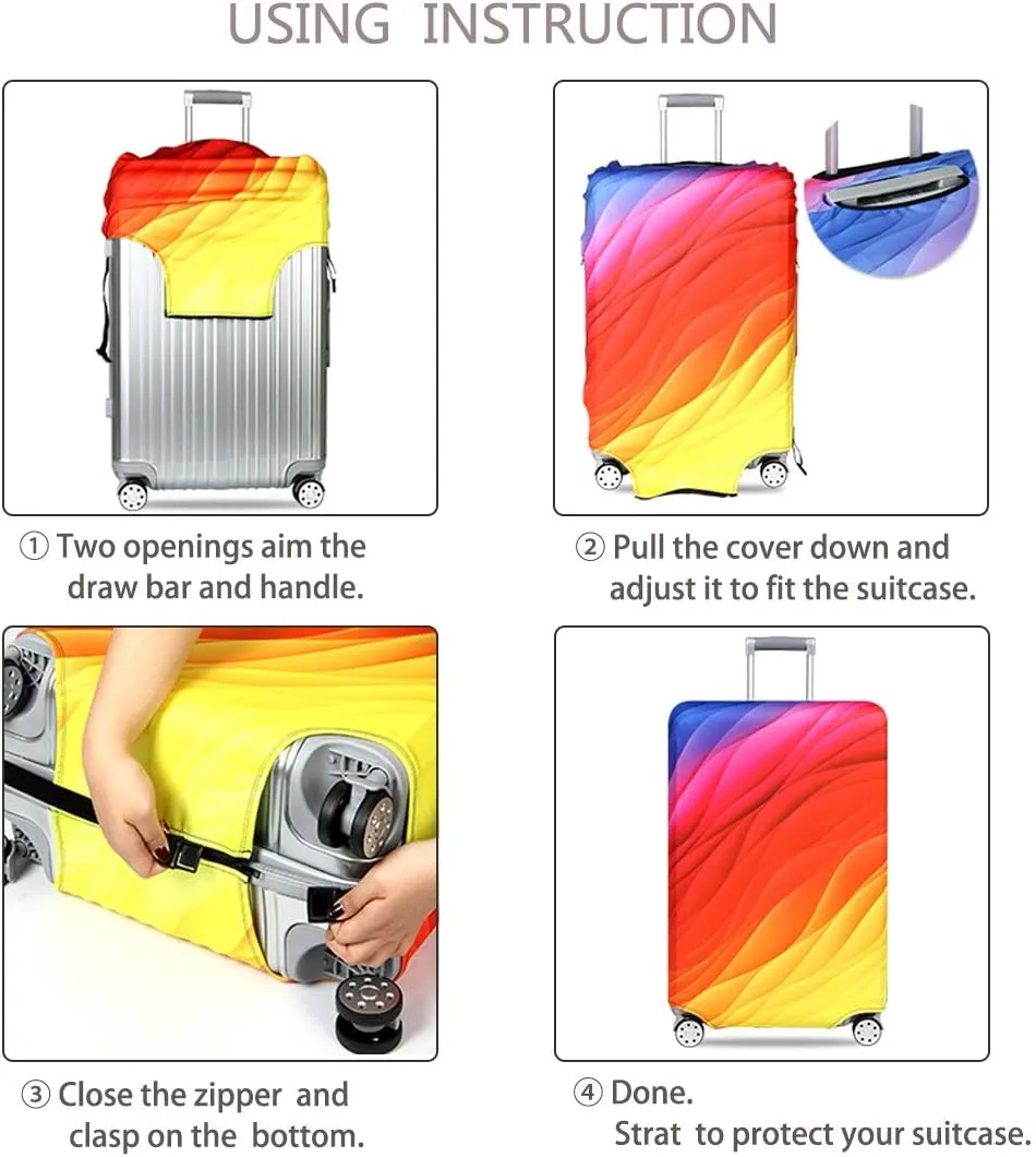 TRAVEL KIN Thickened Luggage Protection, Washable Travel Gear Cover, 18/24/28/32 Inch Suitcase Spandex Protection (M(22"-24" luggage), China Attractions)