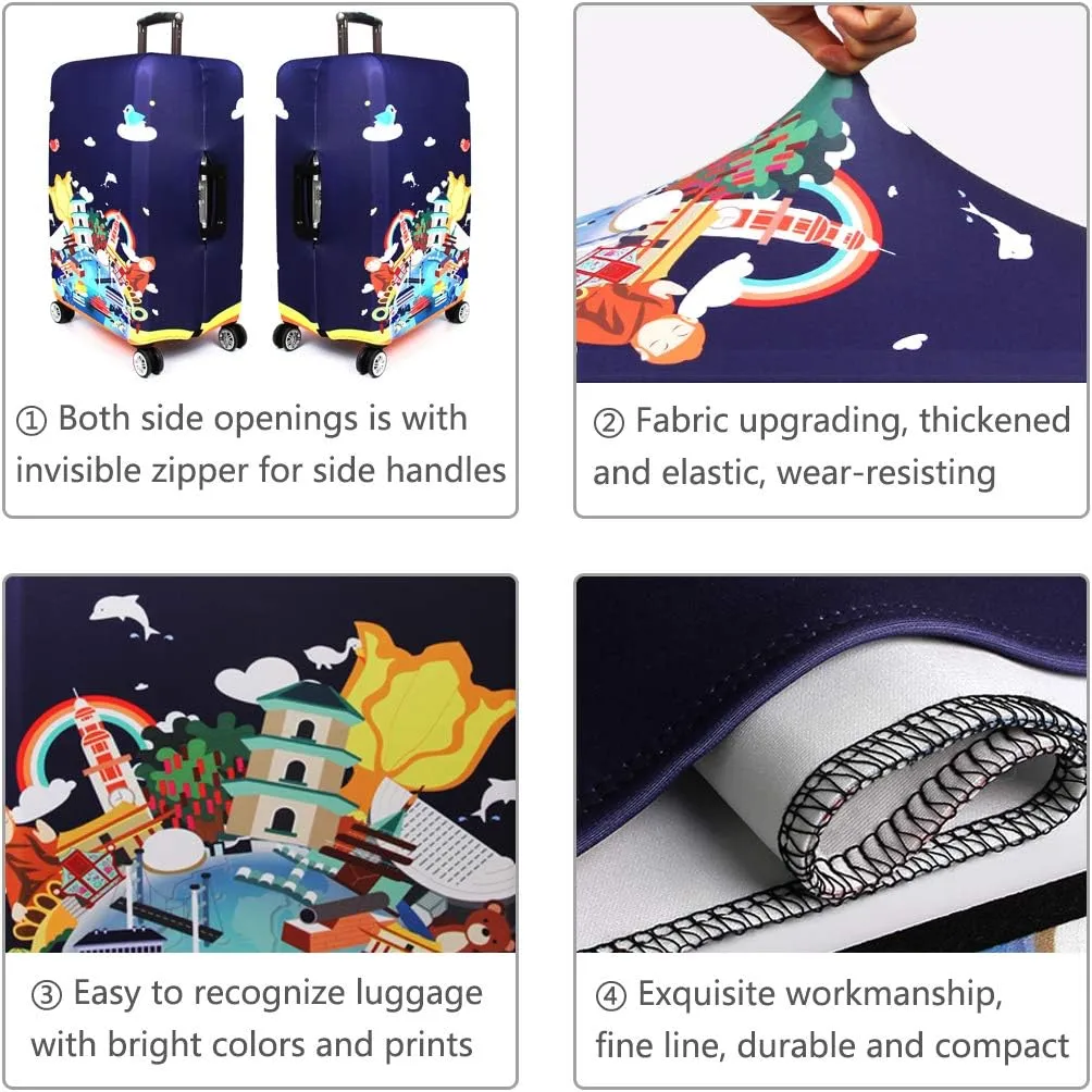TRAVEL KIN Thickened Luggage Protection, Washable Travel Gear Cover, 18/24/28/32 Inch Suitcase Spandex Protection (M(22"-24" luggage), China Attractions)