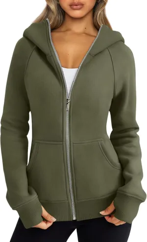 Trendy Queen Womens Zip Up Hoodies Fleece Jackets Oversized Sweatshirts Fall Fashion Outfits Sweaters Winter Clothes