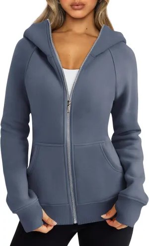 Trendy Queen Womens Zip Up Hoodies Fleece Jackets Oversized Sweatshirts Fall Fashion Outfits Sweaters Winter Clothes