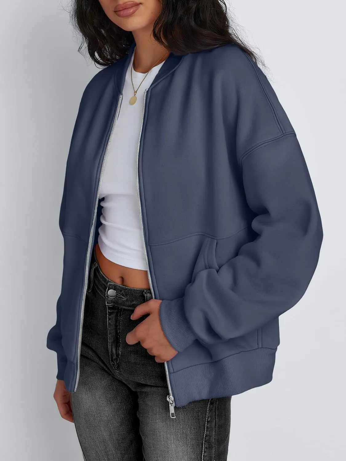 Trendy Queen Womens Zip Up Sweatshirts Jackets Oversized Fall Outfits Winter Clothes Hoodies with Pockets Y2k 2025 Fashion