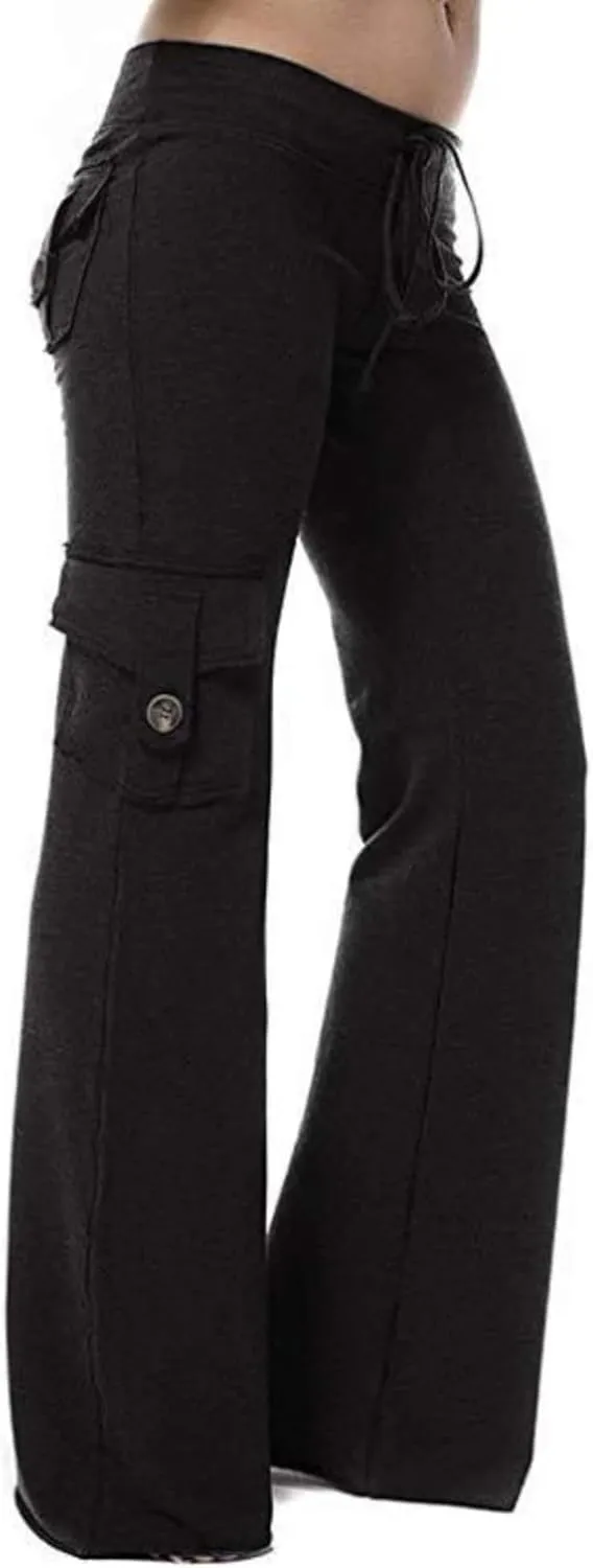 TUNUSKAT Cargo Pants Women Baggy High Waist Yoga Sweatpants Wide Leg Hiking Pants Y2k Combat Military Trousers Relaxed Jogger