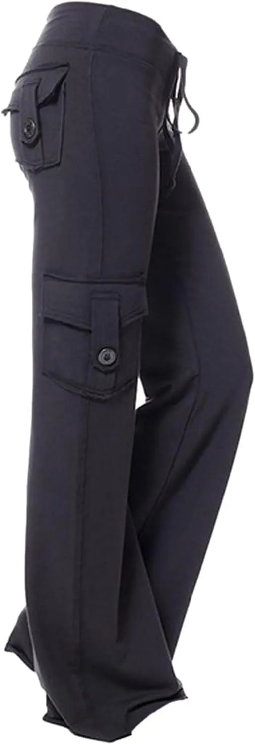 TUNUSKAT Cargo Pants Women Baggy High Waist Yoga Sweatpants Wide Leg Hiking Pants Y2k Combat Military Trousers Relaxed Jogger