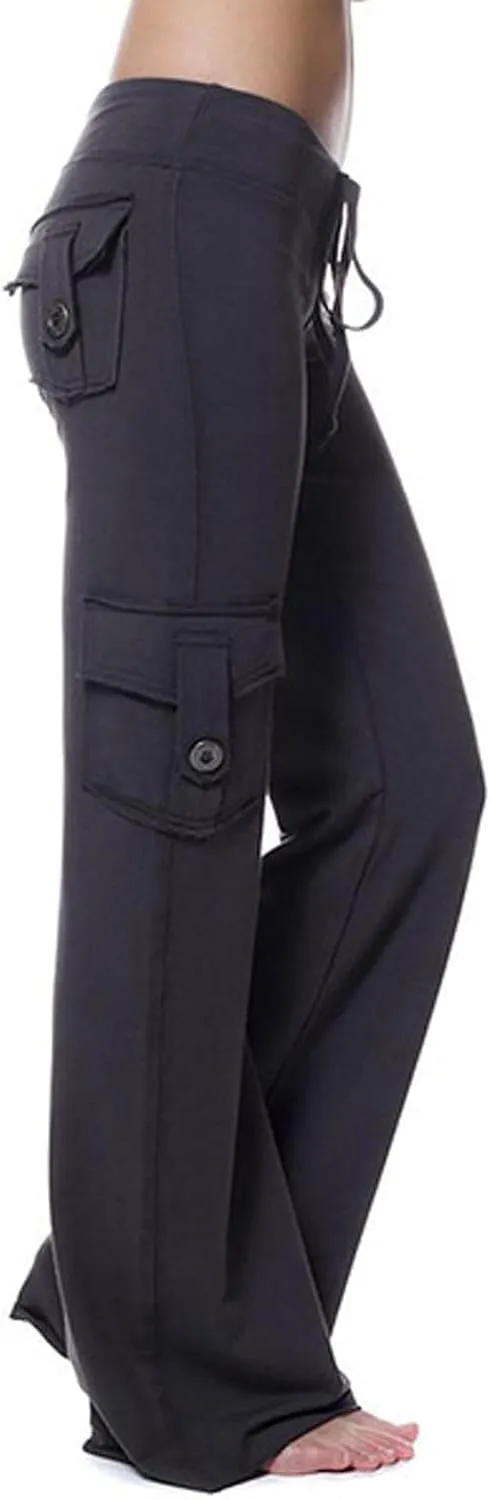 TUNUSKAT Cargo Pants Women Baggy High Waist Yoga Sweatpants Wide Leg Hiking Pants Y2k Combat Military Trousers Relaxed Jogger