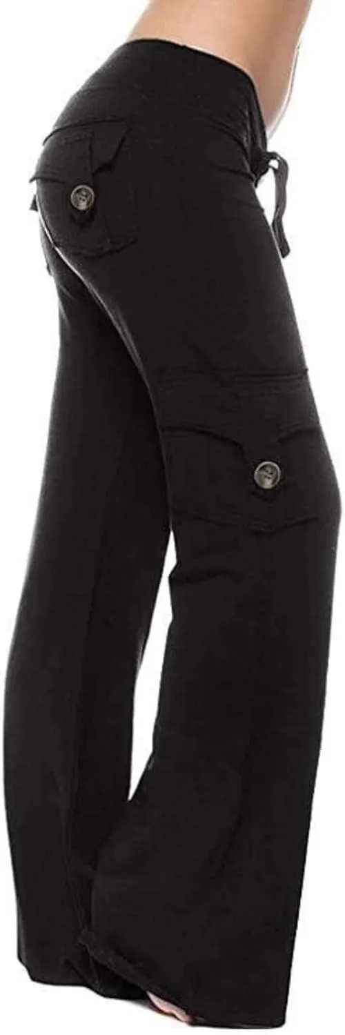 TUNUSKAT Cargo Pants Women Baggy High Waist Yoga Sweatpants Wide Leg Hiking Pants Y2k Combat Military Trousers Relaxed Jogger
