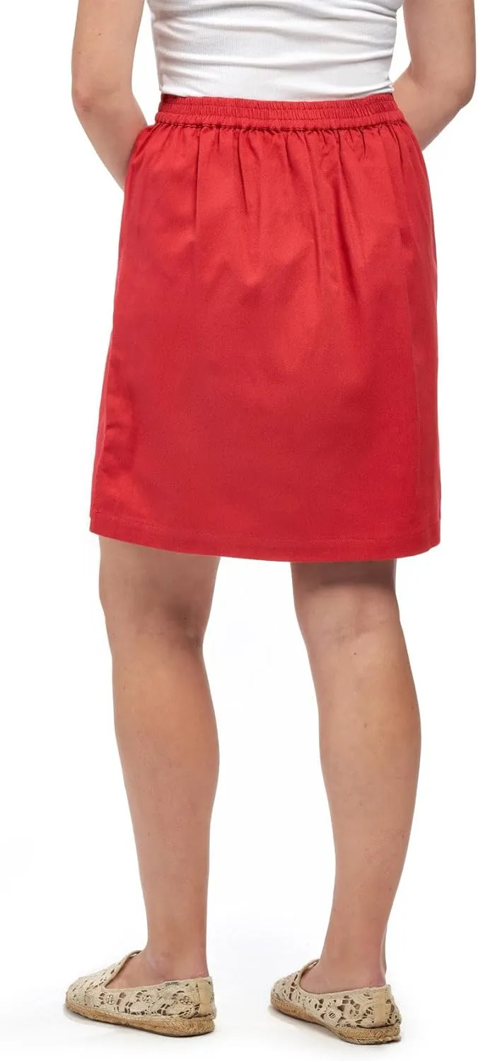 Turtle Bay New York Women's Easy Pull On Skort in 100% Cotton Woven Twill Elastic Waist & Front Pockets(Also in Plus Sizes)