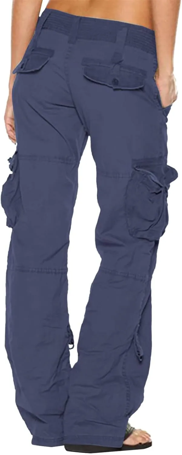 Uillui Womens Relaxed Fit Baggy Cargo Pants Y2K Teen Girls Trendy Low Waist Parachute Pants Wide Leg Trousers Hiking Pants