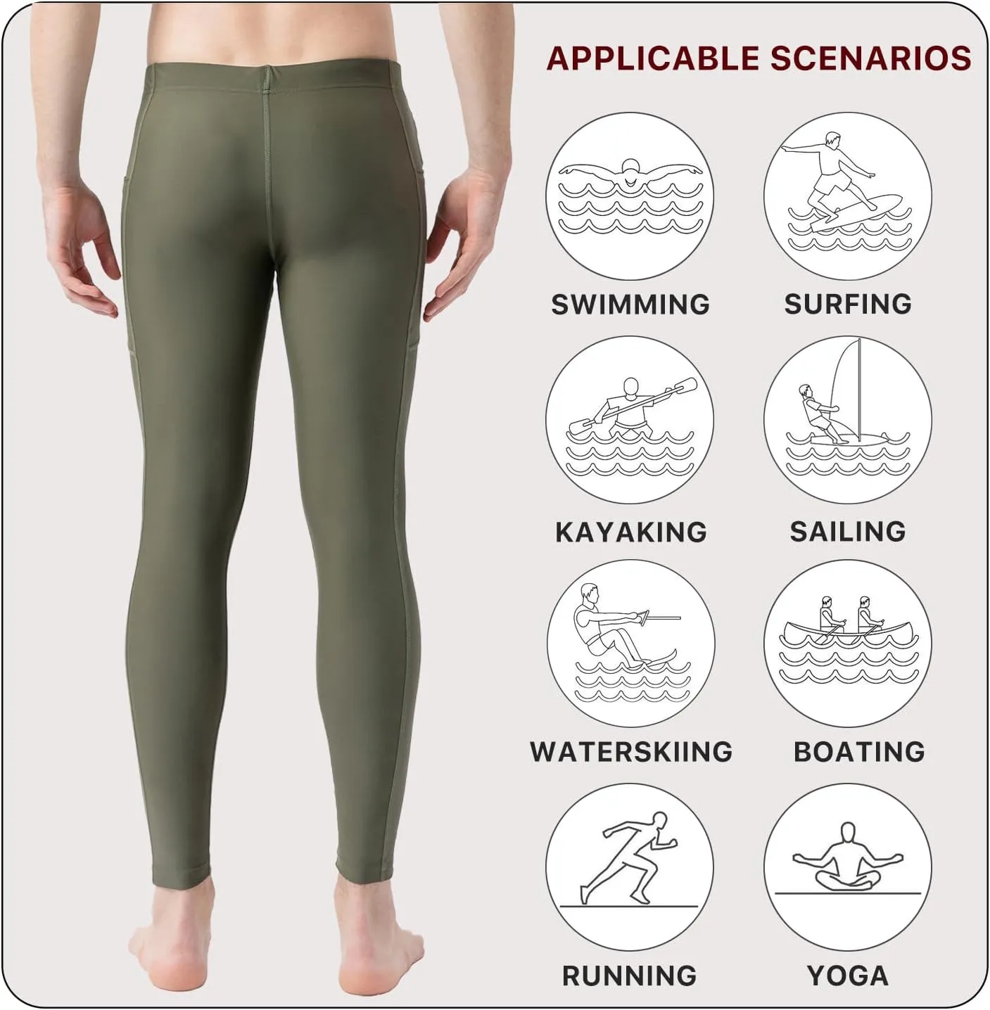 UPF 50  Men's Surfing Leggings Sun Protection Swimming Pants