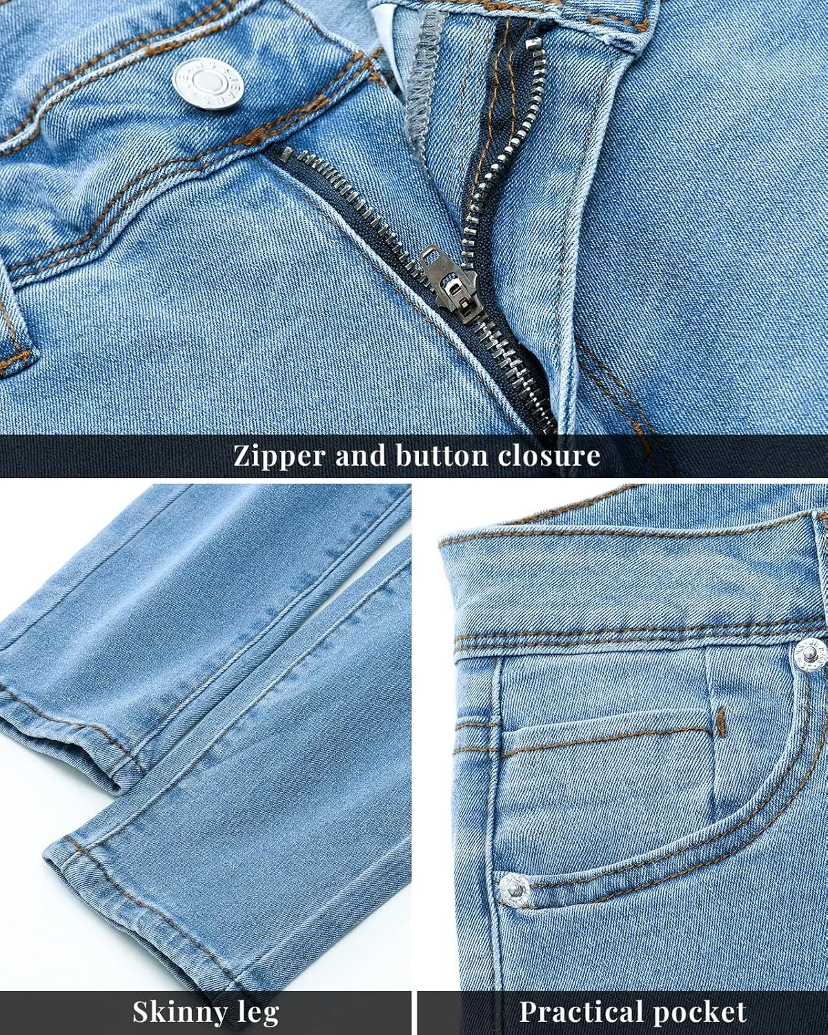 Vetinee Skinny Jeans for Women High Waisted Slim Fit Trendy Classic Stretchy Denim Pants Jean Leggings Jeggings Pockets