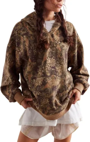 Vintage Camo Cheetach Print Hoodie Trendy Y2k Women Graphic Hoodies Pullover Sweatshirt Hooded Oversized Hoodies