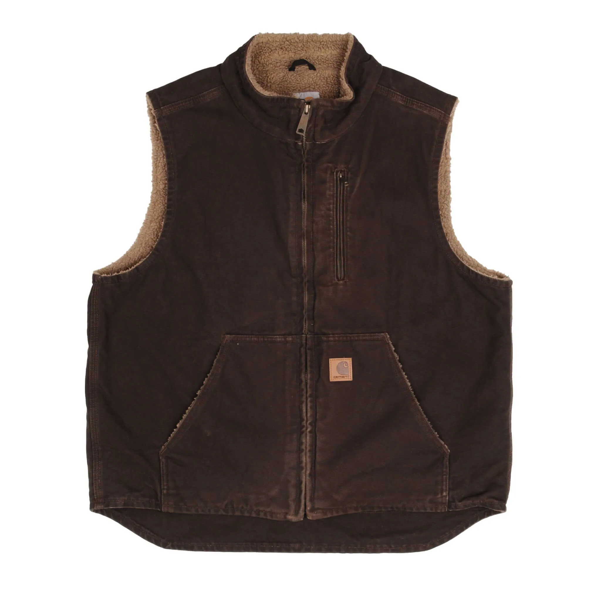 VINTAGE CARHARTT BROWN WORKERS VEST JACKET V33-DK8 2000S SIZE LARGE