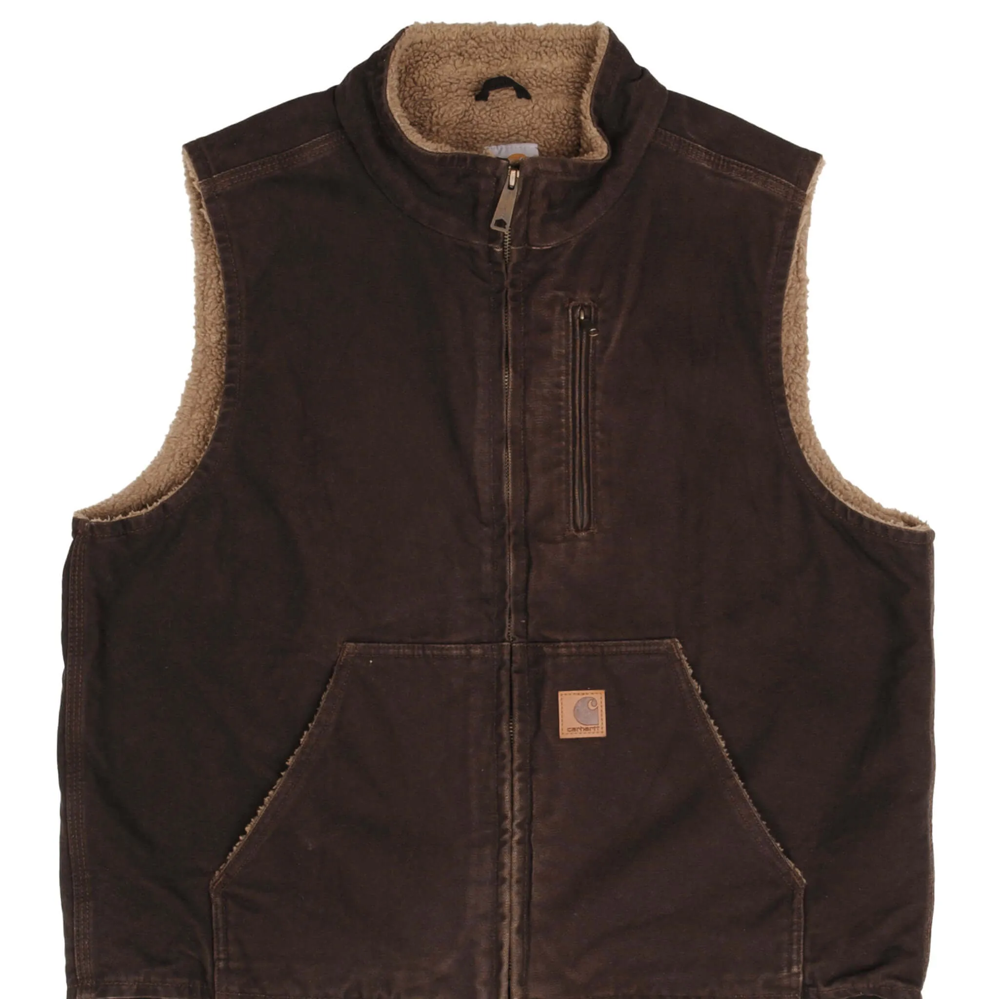 VINTAGE CARHARTT BROWN WORKERS VEST JACKET V33-DK8 2000S SIZE LARGE