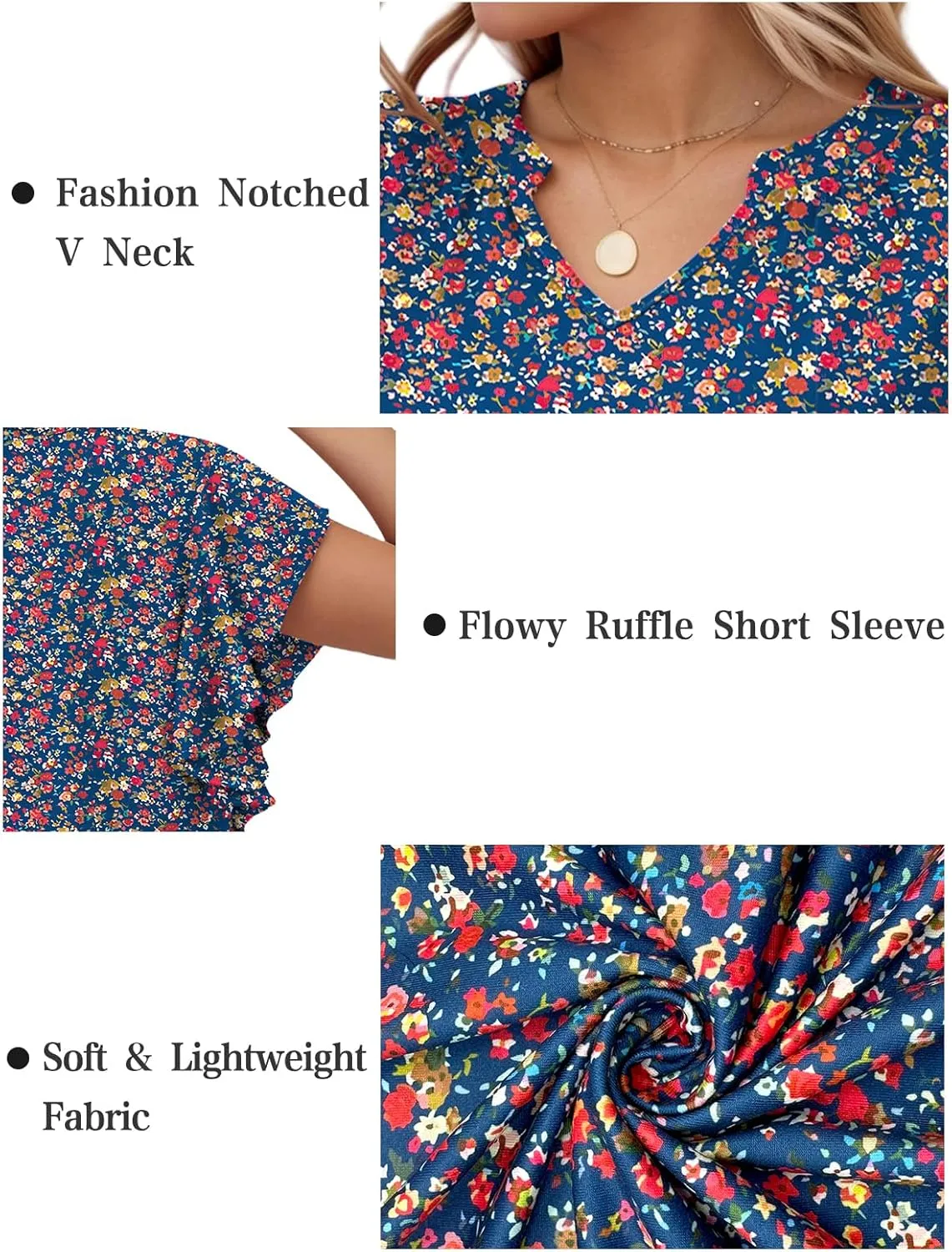 VISLILY Womens-Plus-Size-Summer-Tops Flowy Ruffle Short Sleeve T Shirts Cute Notched V Neck Tunics Casual Blouses Tee XL-5XL