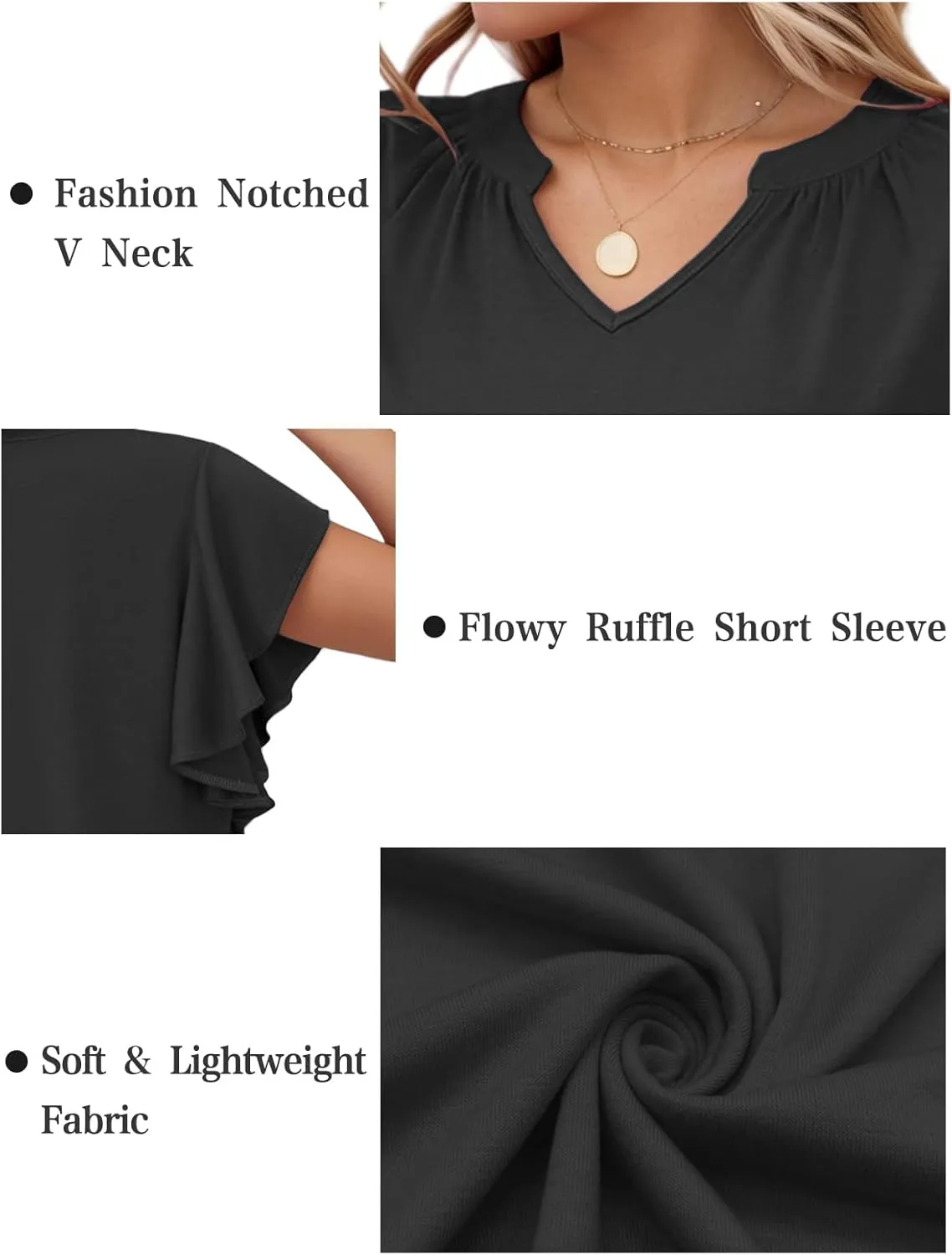 VISLILY Womens-Plus-Size-Summer-Tops Flowy Ruffle Short Sleeve T Shirts Cute Notched V Neck Tunics Casual Blouses Tee XL-5XL