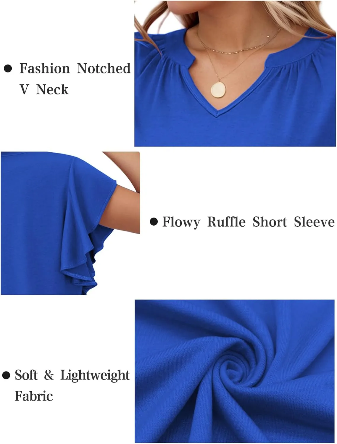 VISLILY Womens-Plus-Size-Summer-Tops Flowy Ruffle Short Sleeve T Shirts Cute Notched V Neck Tunics Casual Blouses Tee XL-5XL