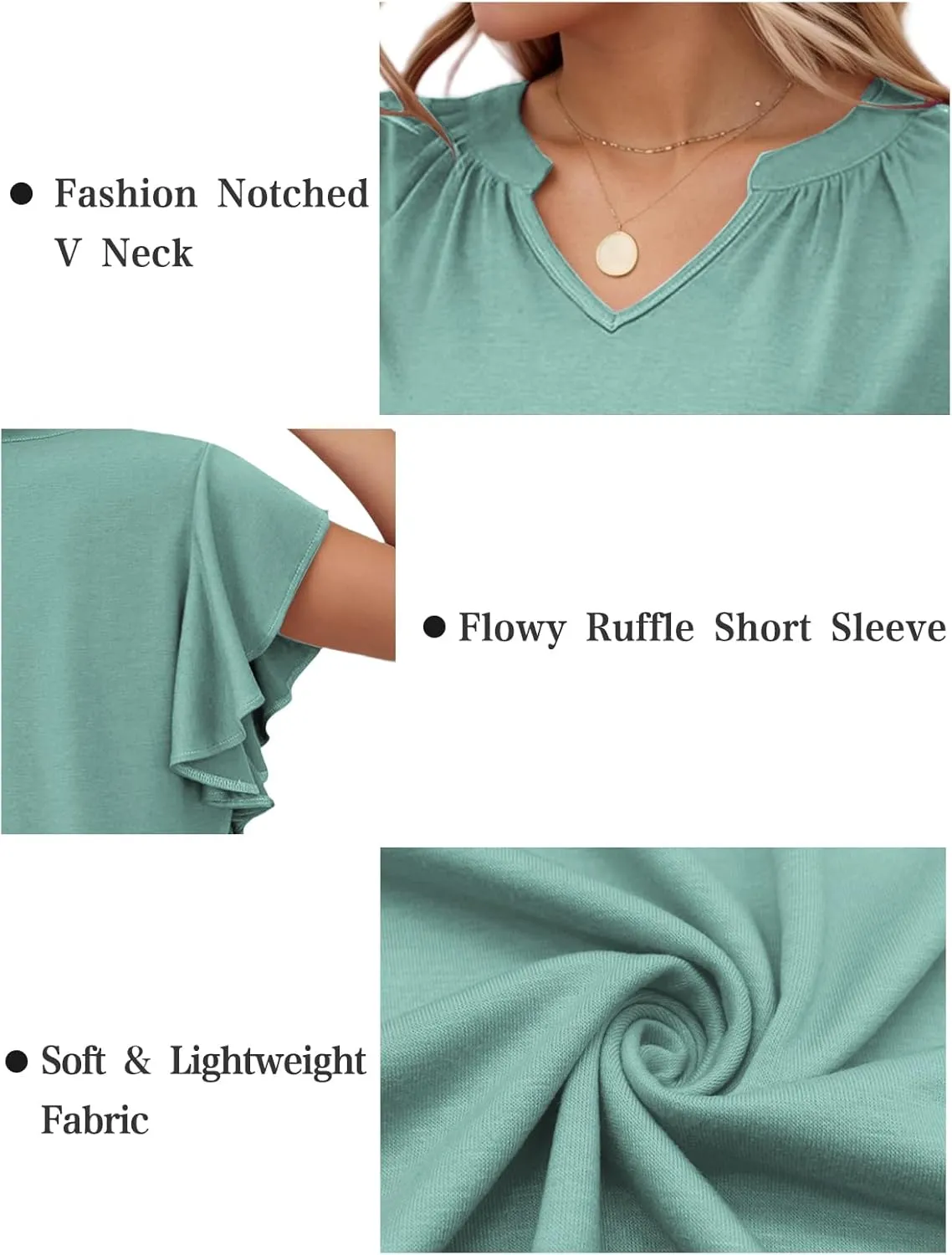 VISLILY Womens-Plus-Size-Summer-Tops Flowy Ruffle Short Sleeve T Shirts Cute Notched V Neck Tunics Casual Blouses Tee XL-5XL