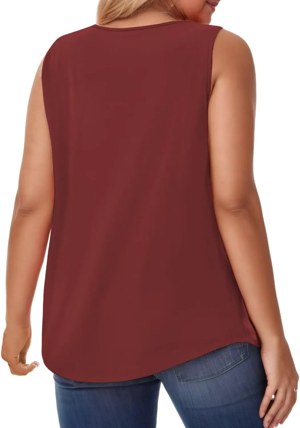 VISLILY Womens-Plus-Size-Tank-Tops 2025 Casual Loose Fit Sleeveless T Shirts Flowy Pleated Lace Tunics Cute Blouses XL-5XL