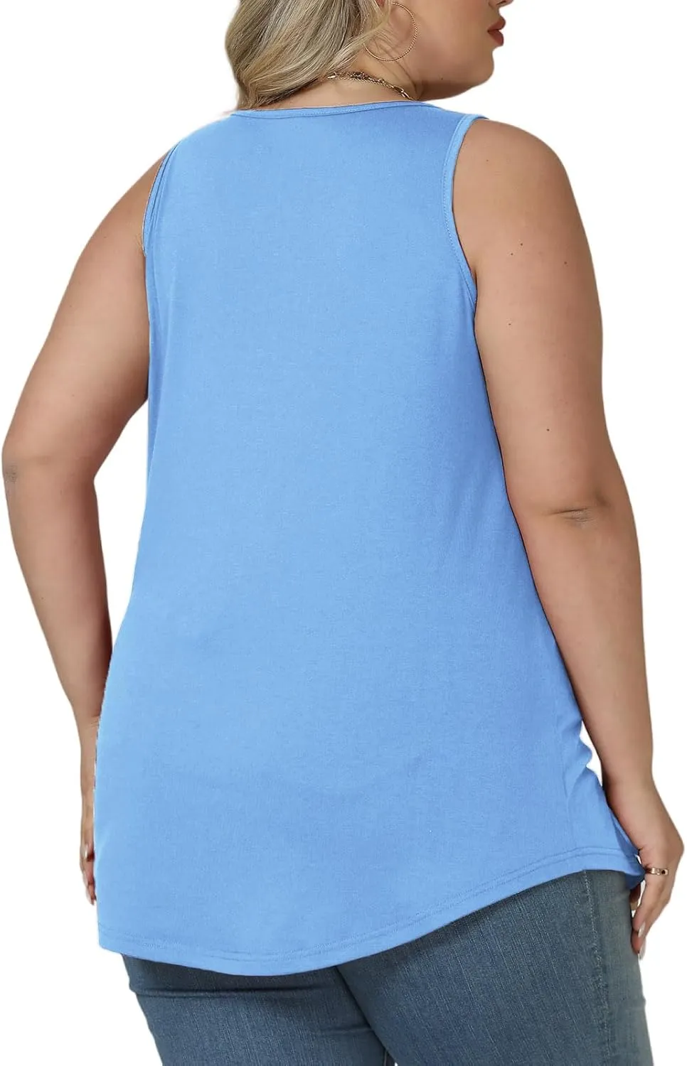 VISLILY Womens-Plus-Size-Tank-Tops Summer Trendy Cut Out Rock Ripped Shirts Casual Sleeveless Blouses Flowy Curved Hem Tunics