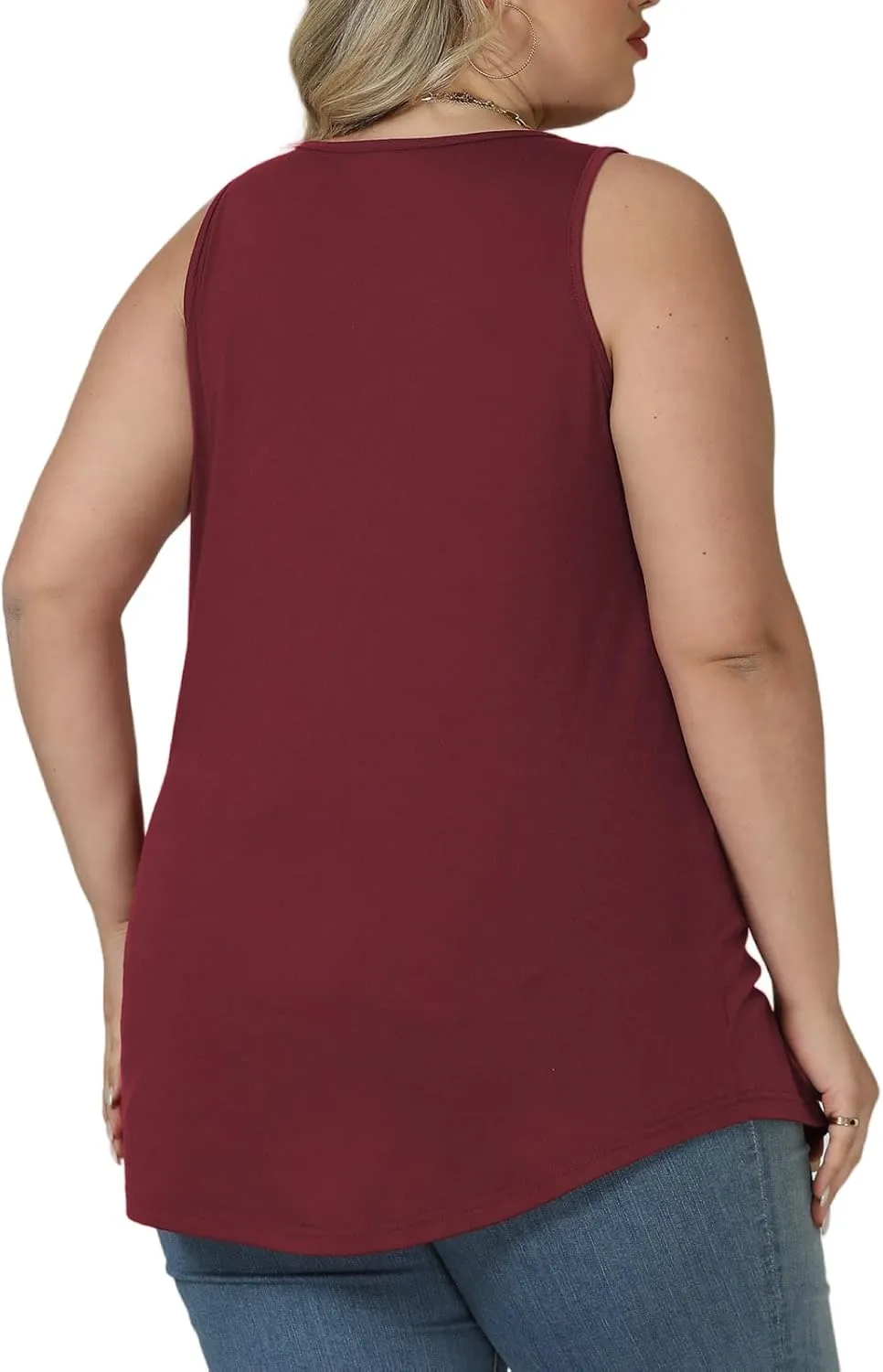VISLILY Womens-Plus-Size-Tank-Tops Summer Trendy Cut Out Rock Ripped Shirts Casual Sleeveless Blouses Flowy Curved Hem Tunics