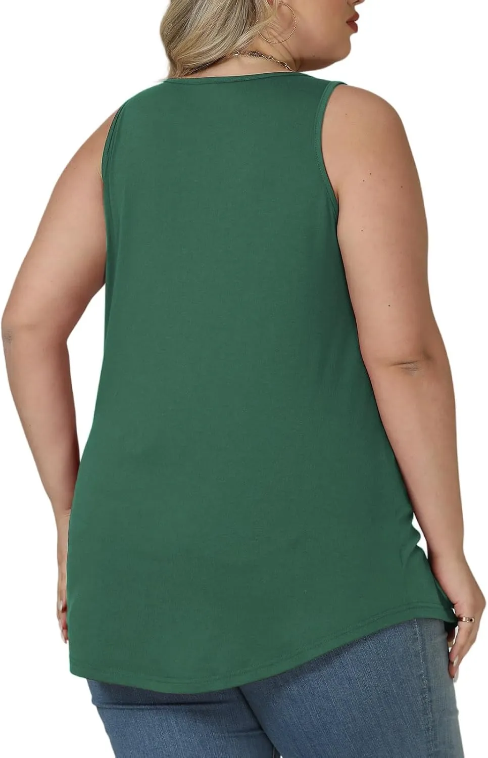 VISLILY Womens-Plus-Size-Tank-Tops Summer Trendy Cut Out Rock Ripped Shirts Casual Sleeveless Blouses Flowy Curved Hem Tunics