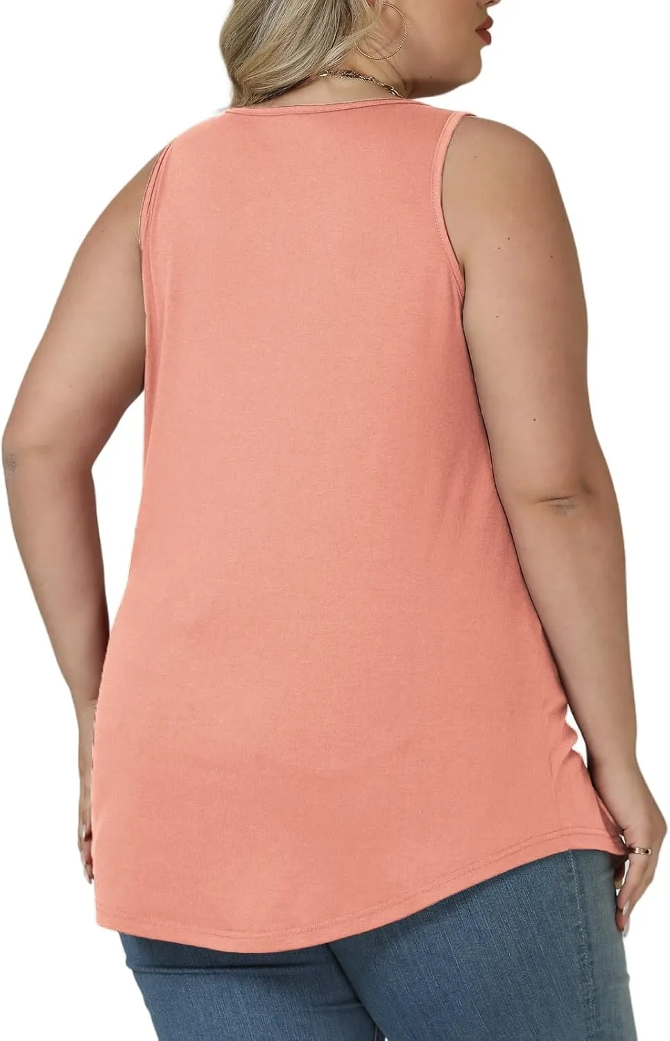 VISLILY Womens-Plus-Size-Tank-Tops Summer Trendy Cut Out Rock Ripped Shirts Casual Sleeveless Blouses Flowy Curved Hem Tunics