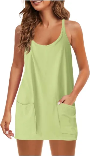 Vneck Dresses for Women Fall Summer Sleeveless Slip Mini Little Loose Fit Beach Hawaiian Dresses Women 2025