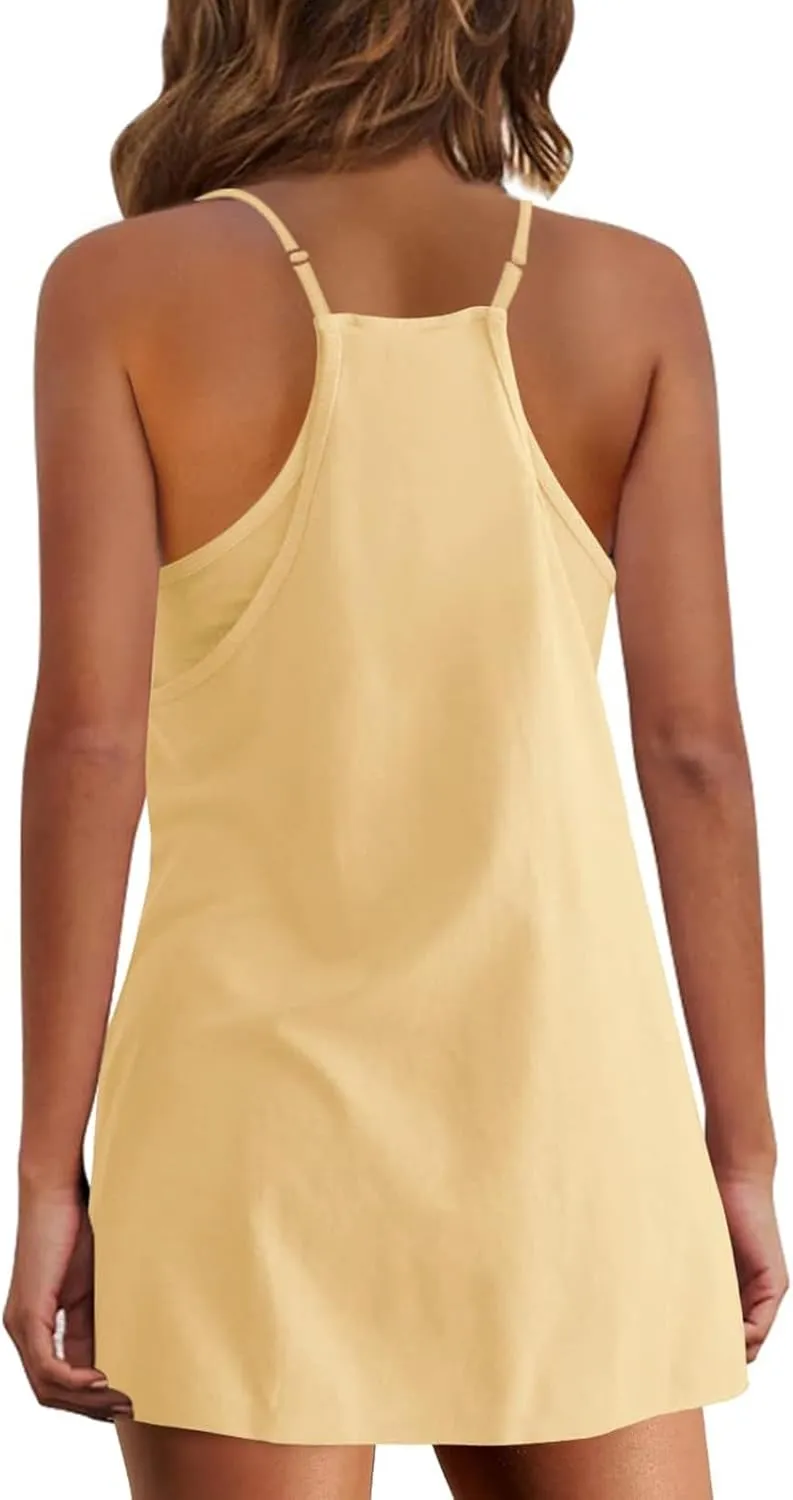 Vneck Dresses for Women Fall Summer Sleeveless Slip Mini Little Loose Fit Beach Hawaiian Dresses Women 2025