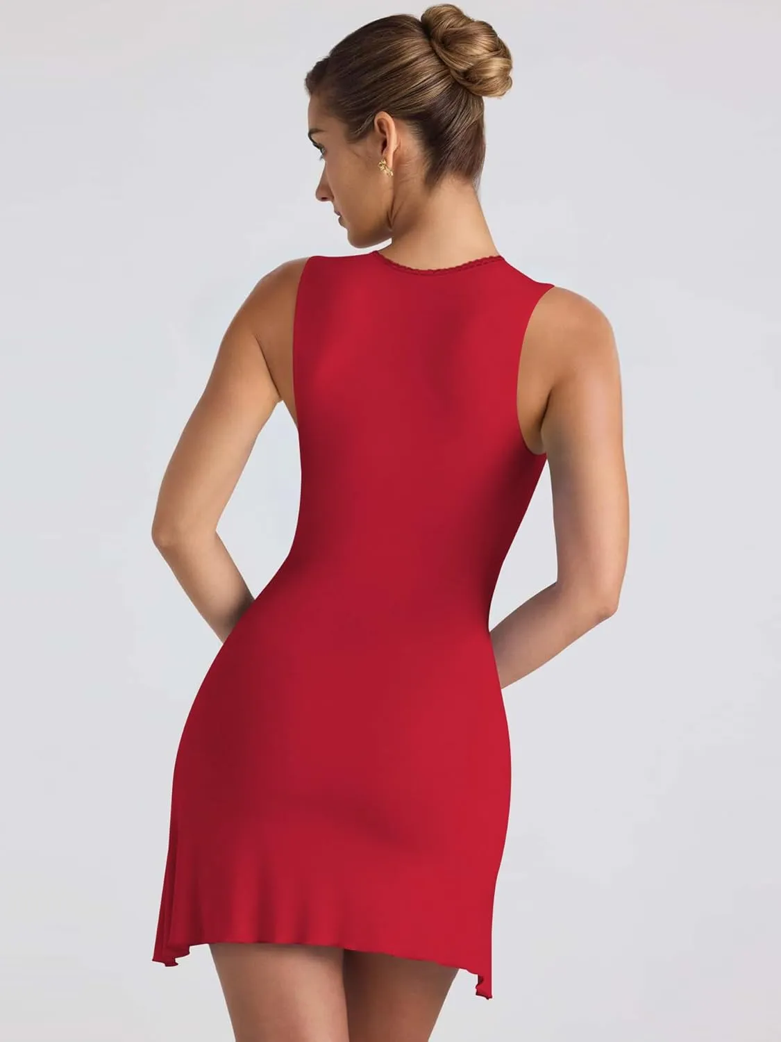 Women Elegant Square Neck Lace Patchwork Bustier Short Dress Sleeveless Dressy Solid Bodycon Mini Dress Clubwear