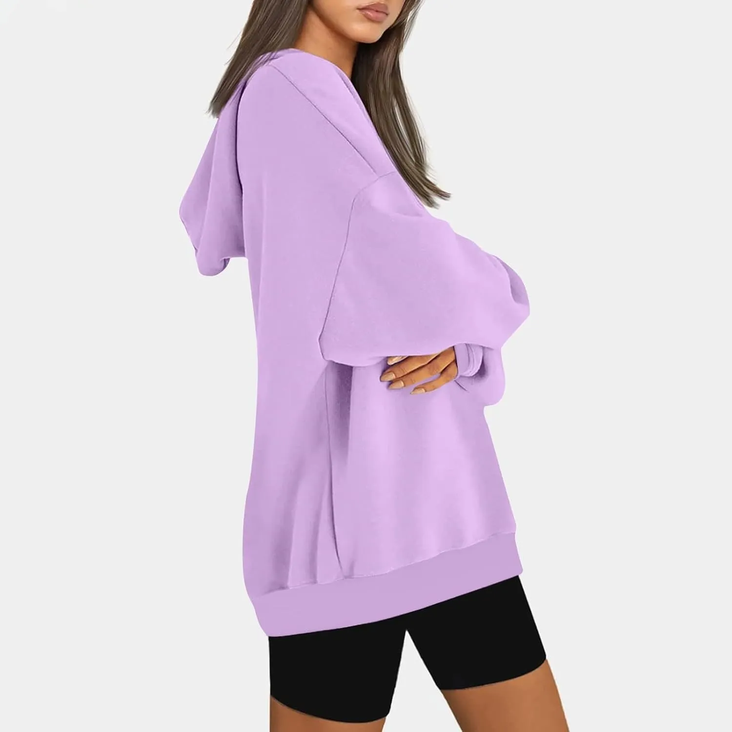 Women Fashion Hoodies 2023 Casual Fall Outfits Long Sleeve Oversized Sweatshirts Fleece Pullover Tops Trendy