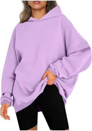 Women Fashion Hoodies 2023 Casual Fall Outfits Long Sleeve Oversized Sweatshirts Fleece Pullover Tops Trendy